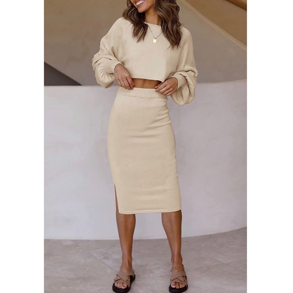 2-Piece Knit Midi Skirt+Sweater Set - Picture 2 of 5